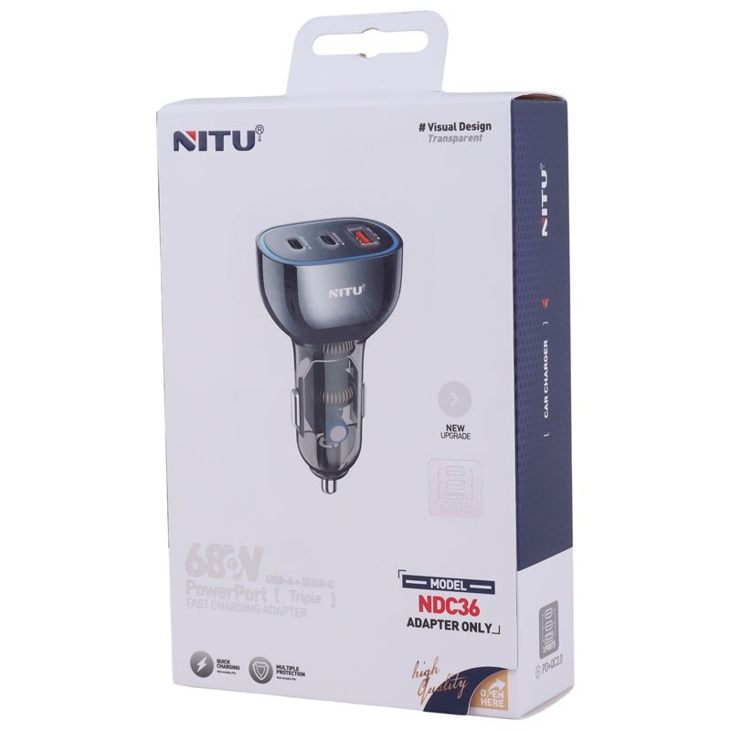 شارژر فندکی فست شارژ Nitu NDC36 3A QC3.0 PD 25W
