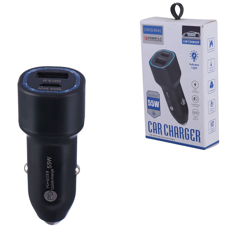 شارژر فندکی فست شارژ R90 QC3.0 PD 45W