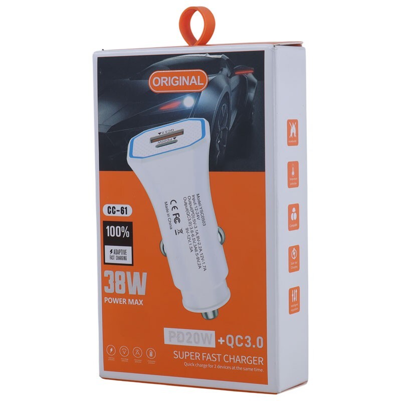 شارژر فندکی فست شارژ CC-61 QC3.0 PD 20W