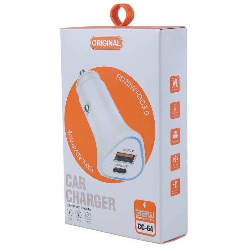 شارژر فندکی فست شارژ CC-64 QC3.0 PD 20W