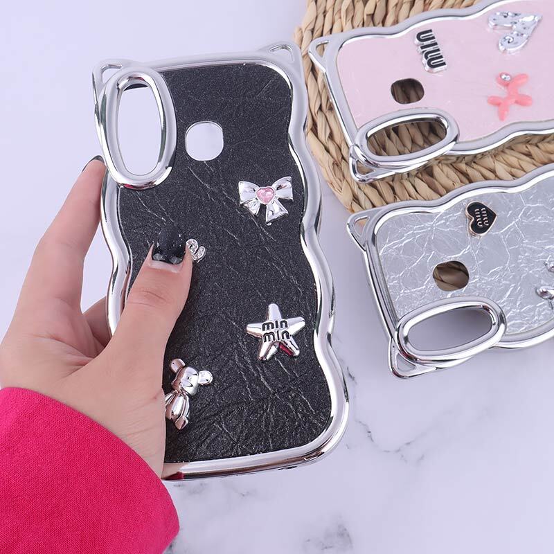 قاب چرمی موج دار سامسونگ Galaxy A20 / A30 برجسته گوش دار