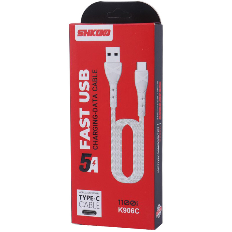 کابل تایپ سی فست شارژ Shkoko K906C 5A 1.1m