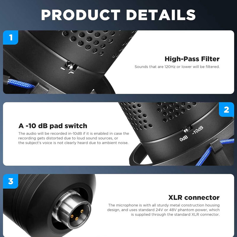 میکروفون کندانسور Boya BY-M1000 PRO + پاپ فیلتر