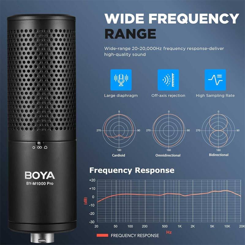 میکروفون کندانسور Boya BY-M1000 PRO + پاپ فیلتر