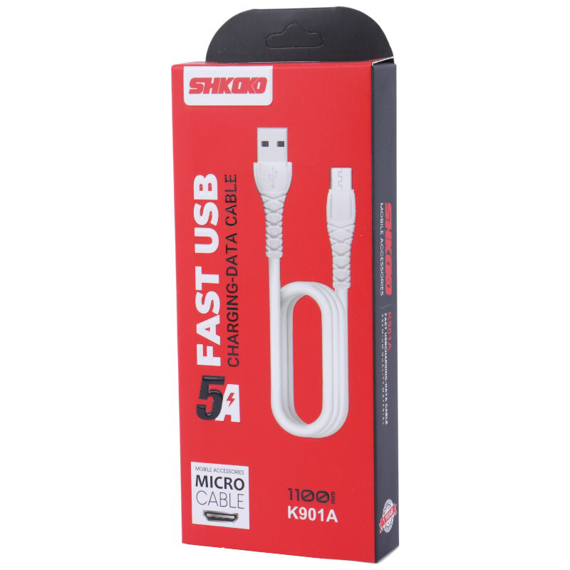 کابل میکرو یو اس بی فست شارژ Shkoko K901A 5A 1.1m
