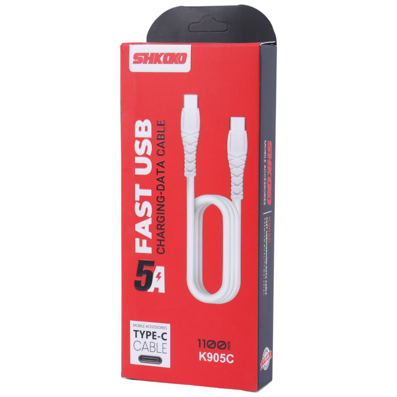 کابل تبدیل فست شارژ Shkoko K905C Type-C to Type-C 5A 1.1m