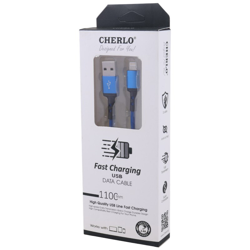 کابل آیفونی فست شارژ Cherlo 2.4A PD 1.1m کد 2