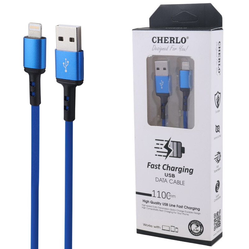 کابل آیفونی فست شارژ Cherlo 2.4A PD 1.1m کد 2