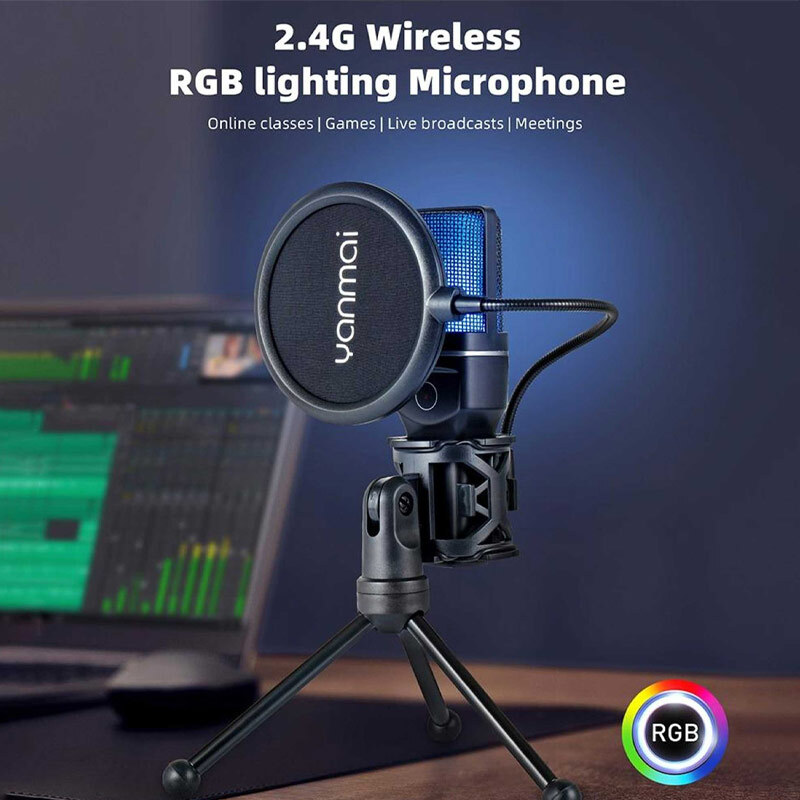 میکروفون رومیزی کندانسور Yanmai SF-777W RGB