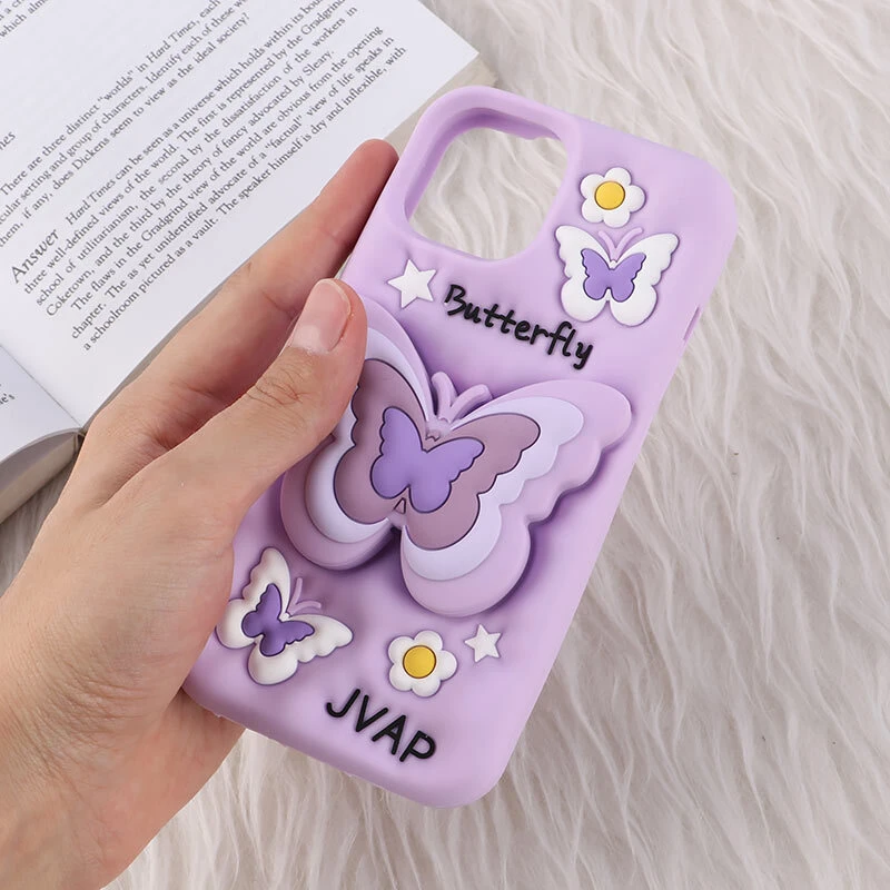 قاب سیلیکونی آیفون iPhone 13 / 14 پاپ سوکت دار طرح Butterfly