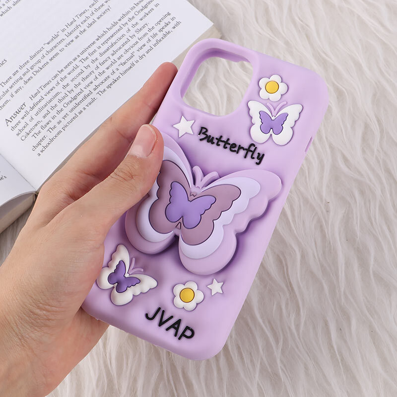 قاب سیلیکونی آیفون iPhone 13 / 14 پاپ سوکت دار طرح Butterfly