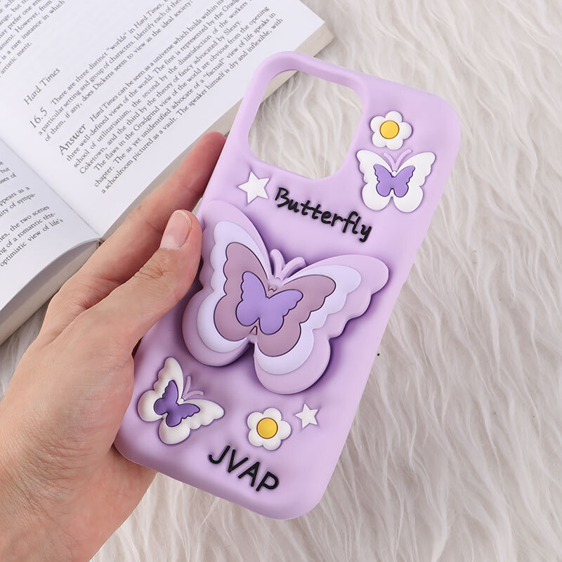 قاب سیلیکونی آیفون iPhone 16 Pro Max پاپ سوکت دار طرح Butterfly
