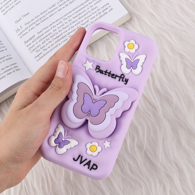 قاب سیلیکونی آیفون iPhone 12 / 12 Pro پاپ سوکت دار طرح Butterfly