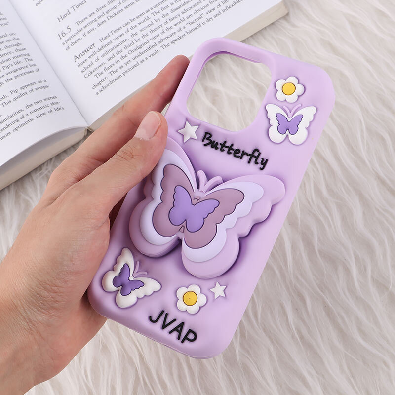 قاب سیلیکونی آیفون iPhone 16 Pro پاپ سوکت دار طرح Butterfly