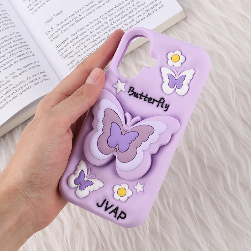 قاب سیلیکونی آیفون iPhone 16 پاپ سوکت دار طرح Butterfly
