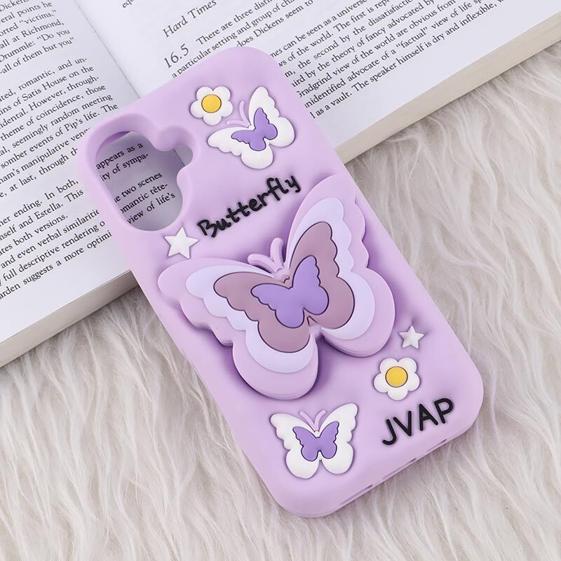 قاب سیلیکونی آیفون iPhone 16 پاپ سوکت دار طرح Butterfly