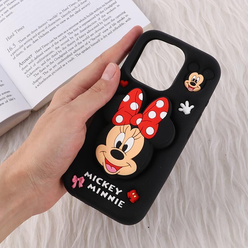 قاب سیلیکونی آیفون iPhone 16 Pro پاپ سوکت دار طرح Mickey & Minnie Mouse