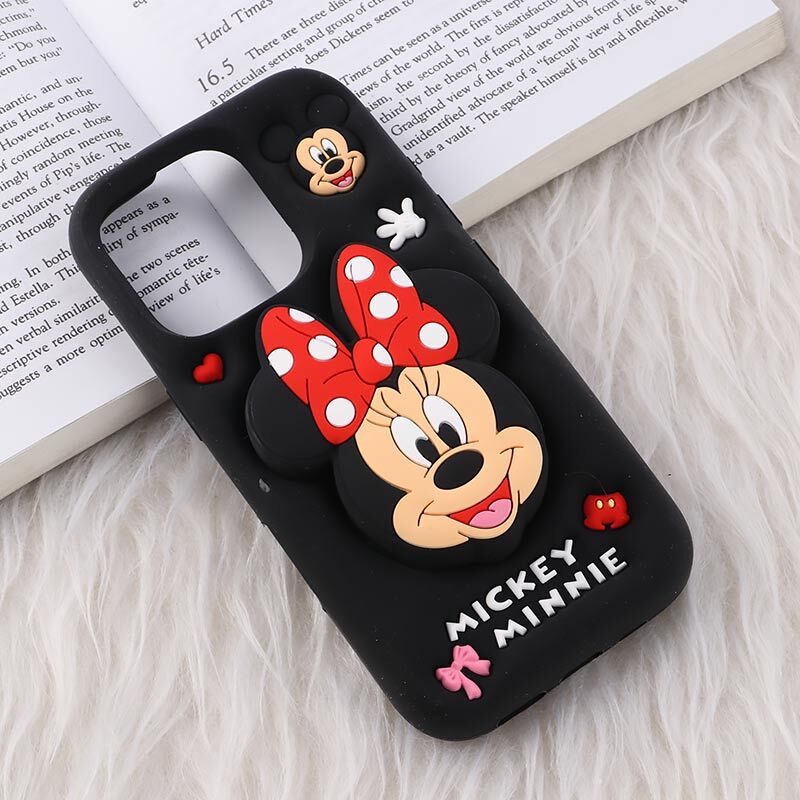 قاب سیلیکونی آیفون iPhone 16 Pro پاپ سوکت دار طرح Mickey & Minnie Mouse