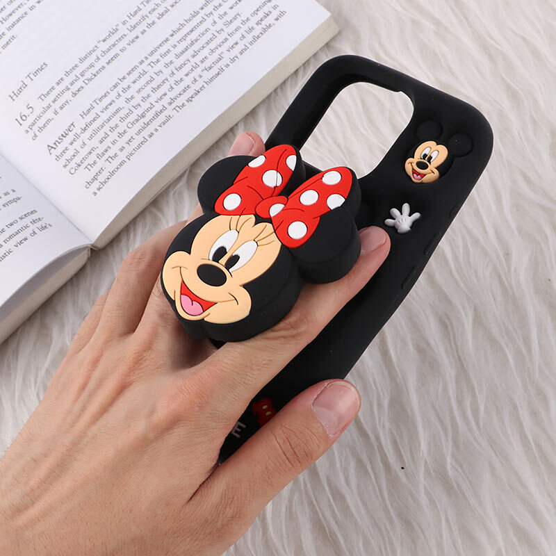 قاب سیلیکونی آیفون iPhone 16 Pro پاپ سوکت دار طرح Mickey & Minnie Mouse