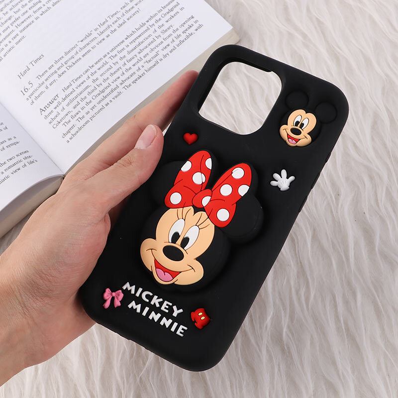 قاب سیلیکونی آیفون iPhone 16 Pro Max پاپ سوکت دار طرح Mickey & Minnie Mouse