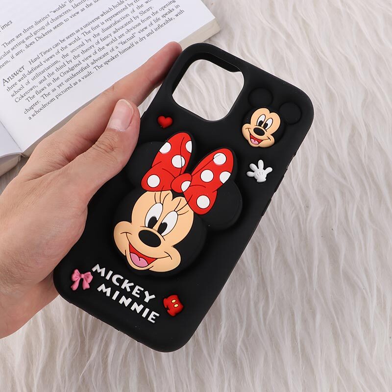 قاب سیلیکونی آیفون iPhone 13 / 14 پاپ سوکت دار طرح Mickey & Minnie Mouse