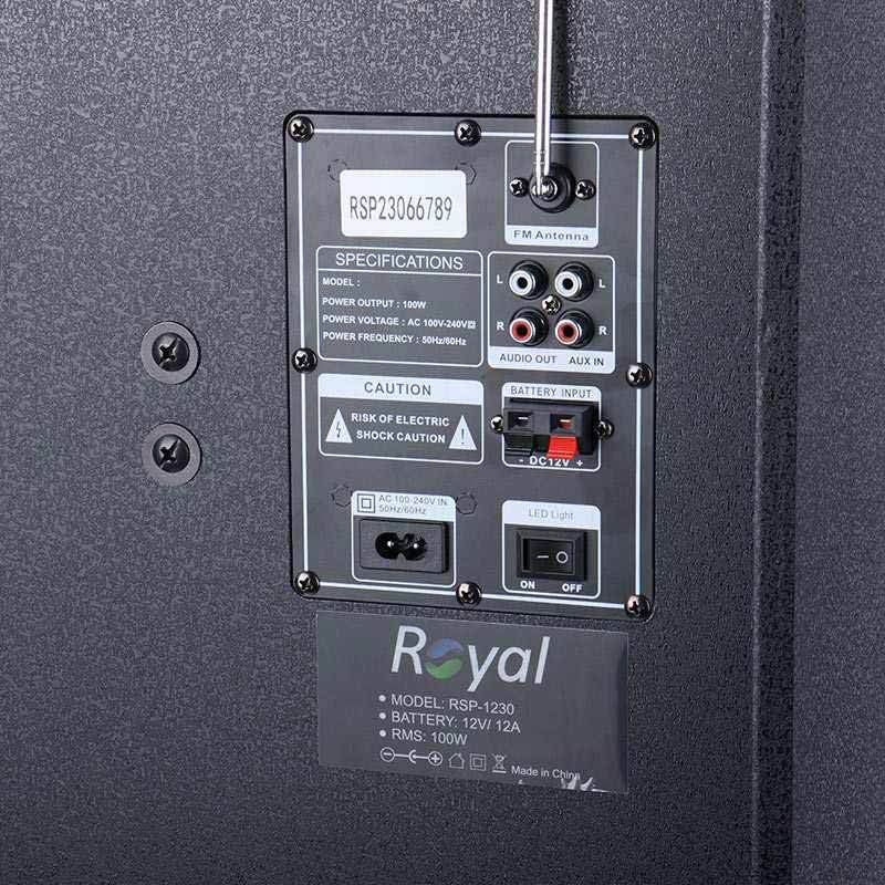 اسپیکر چمدانی بلوتوثی رویال Partybox RSB-1230 + میکروفون و ریموت کنترل