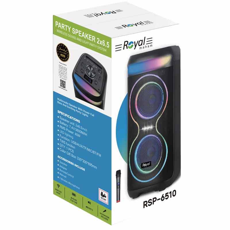 اسپیکر چمدانی بلوتوثی رویال RSP-6510 + میکروفون و ریموت کنترل