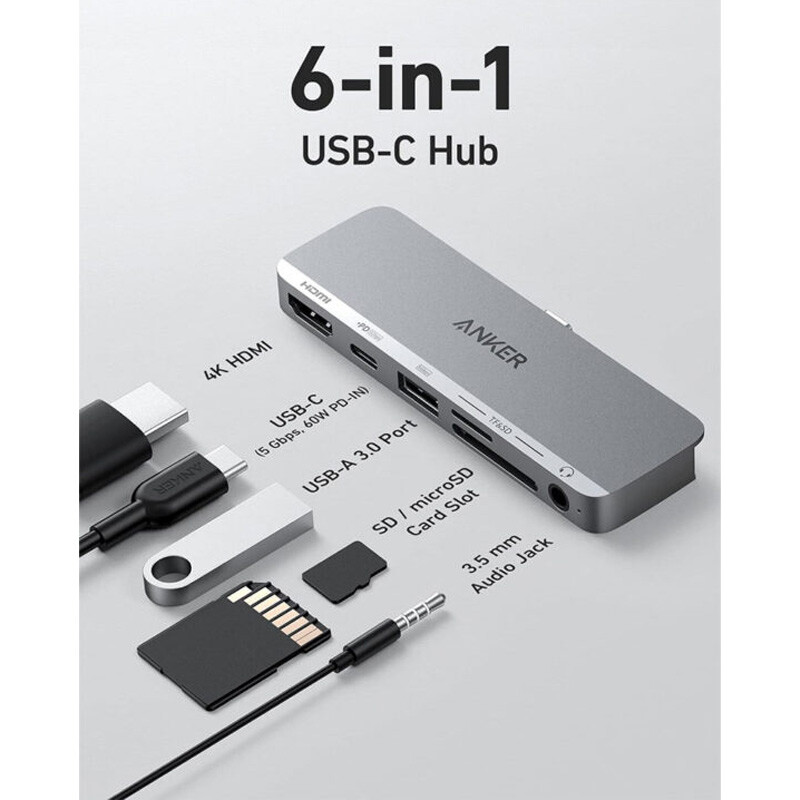 هاب 6 پورت Type-C انکر A8363
