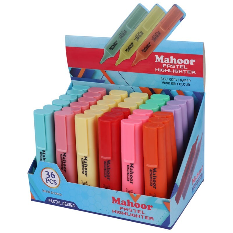 ماژیک هایلایت پاستلی ماهور Mahoor بسته 36 عددی