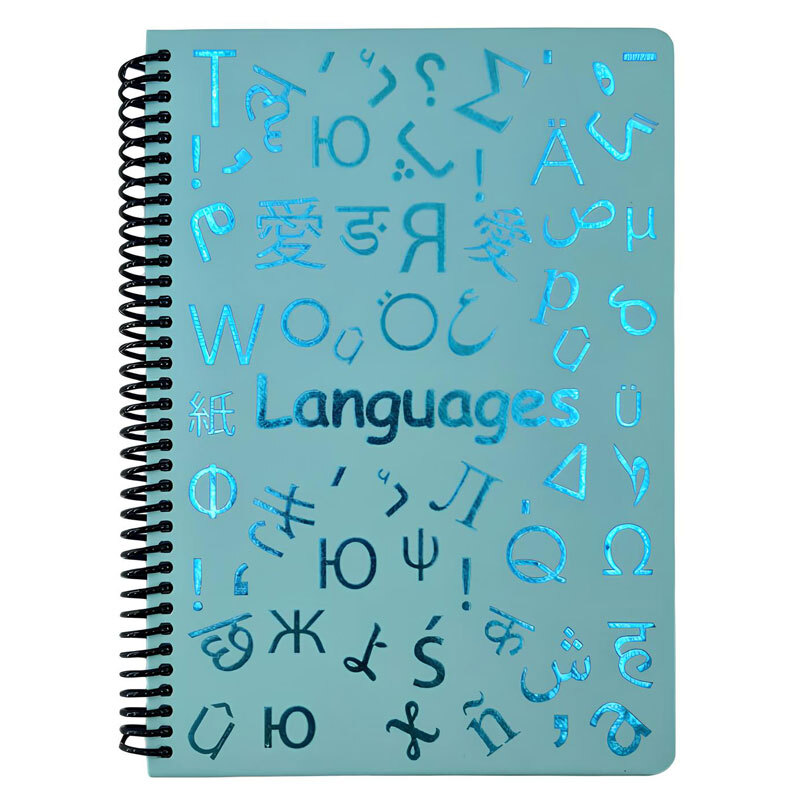 دفتر سیمی 100 برگ طرح Languages شاینی دات نوت