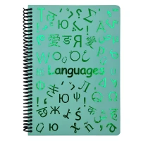 دفتر سیمی 100 برگ طرح Languages شاینی دات نوت