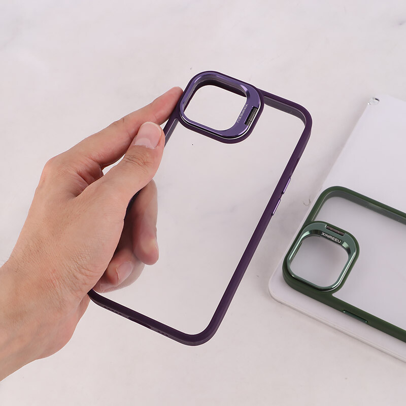 قاب PC آیفون iPhone 13 /14 استندشو با محافظ لنز رینگی