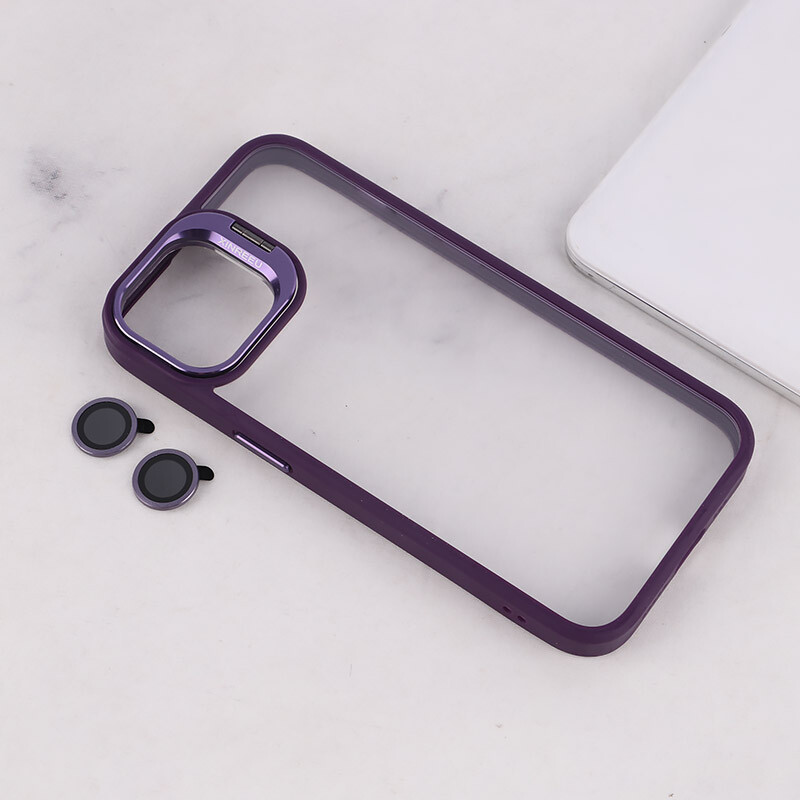 قاب PC آیفون iPhone 13 /14 استندشو با محافظ لنز رینگی