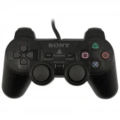 دسته بازی تک شوکدار Sony PS2 مشکی سیم ابریشمی