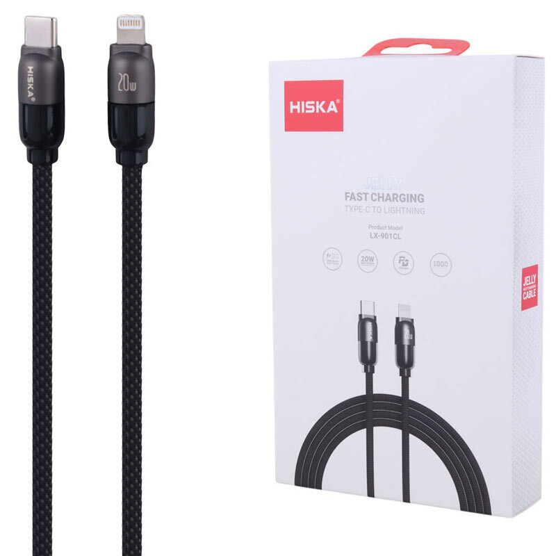 کابل تبدیل فست شارژ Hiska Jelly LX-901CL Type-C To Lightning QC3.0 PD 2.4A 20W 1m