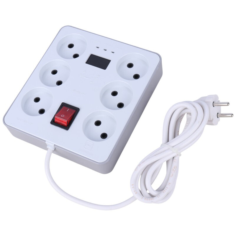محافظ برق دیجیتال کامپیوتر و صوتی تصویری 6 خانه تیراژه M106 با کابل 1.8 متری