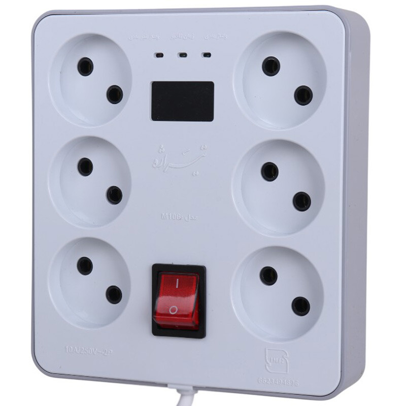 محافظ برق دیجیتال کامپیوتر و صوتی تصویری 6 خانه تیراژه M106 با کابل 1.8 متری