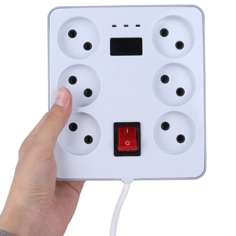 محافظ برق دیجیتال کامپیوتر و صوتی تصویری 6 خانه تیراژه M106 با کابل 1.8 متری