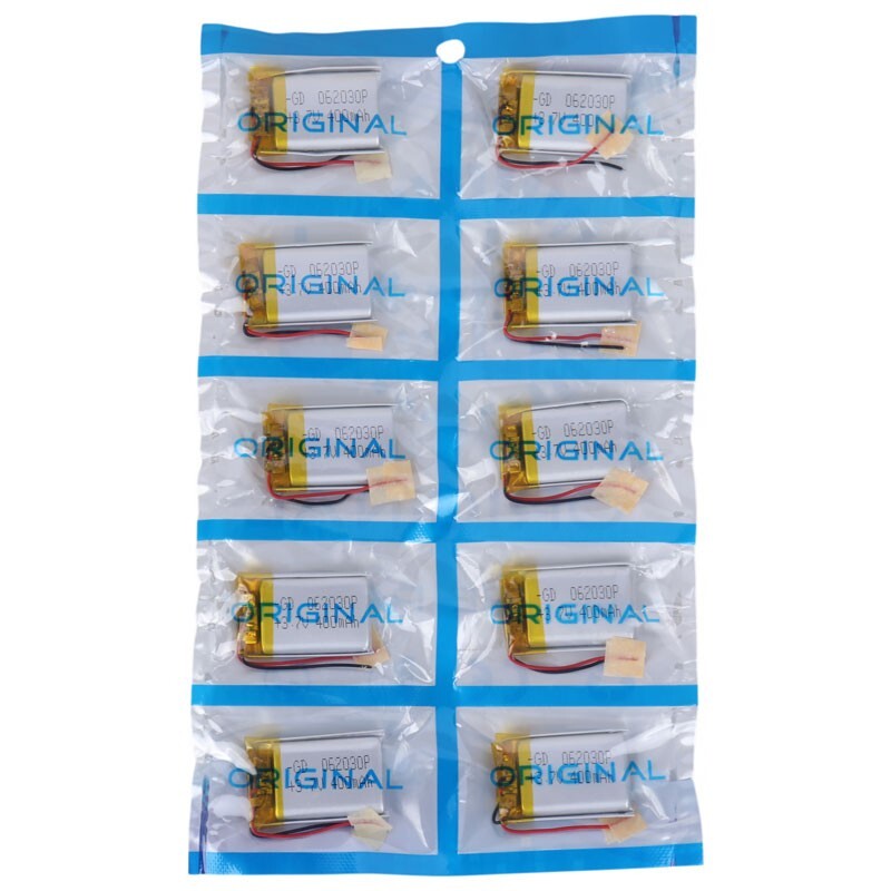باتری لیتیوم 400mAh 20*32*6mm 062030P بسته 10 عددی