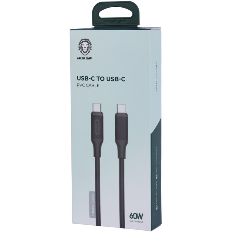 کابل تبدیل فست شارژ Green Lion GNPVC60CTCBK Type-C To Type-C PD 3A 60W 1m