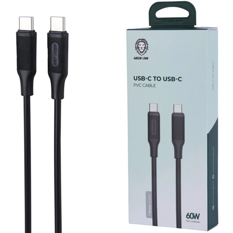 کابل دو سر تایپ سی فست شارژ 60 وات گرین لاین GNPVC60CTCBK طول 1 متر