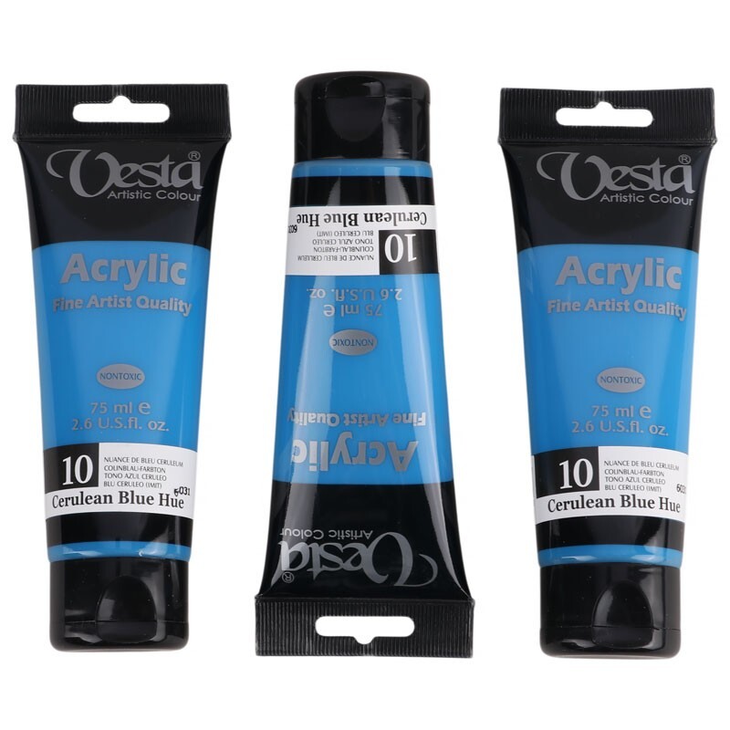 رنگ اکریلیک وستا Cerulean Blue Hue 10 حجم 75 میلی لیتر