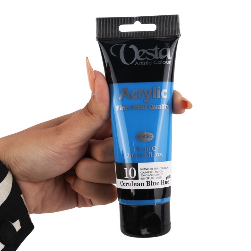 رنگ اکریلیک وستا Cerulean Blue Hue 10 حجم 75 میلی لیتر