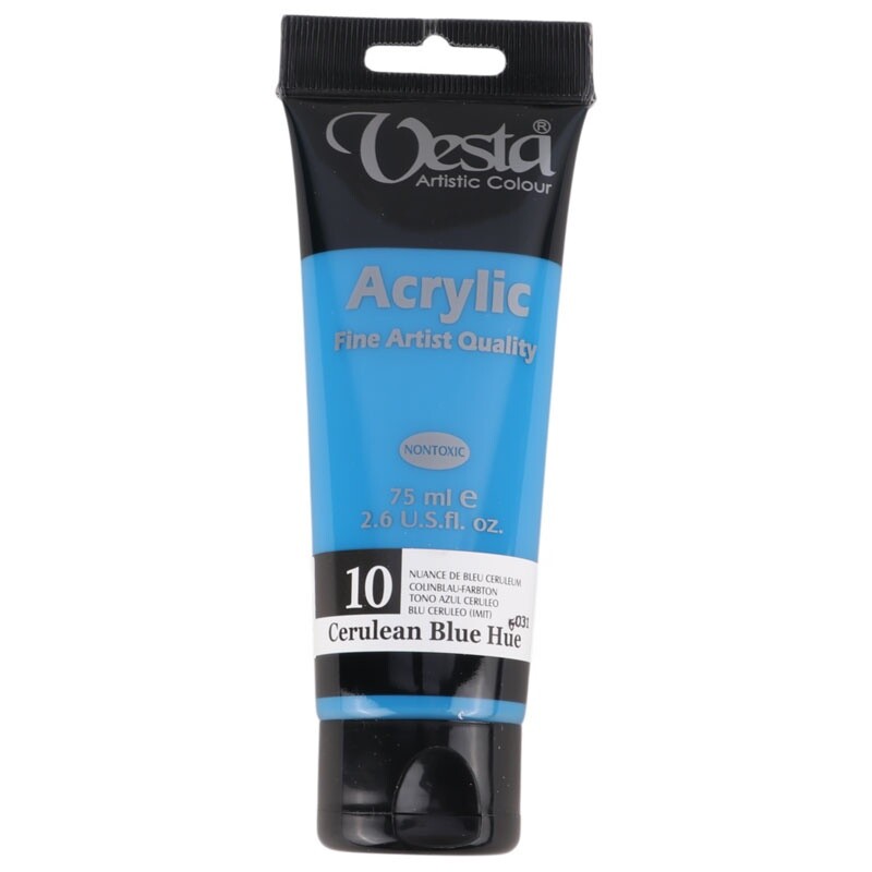 رنگ اکریلیک وستا Cerulean Blue Hue 10 حجم 75 میلی لیتر