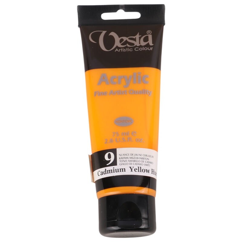 رنگ اکریلیک وستا Cadmium Yellow Hue 9 حجم 75 میلی لیتر