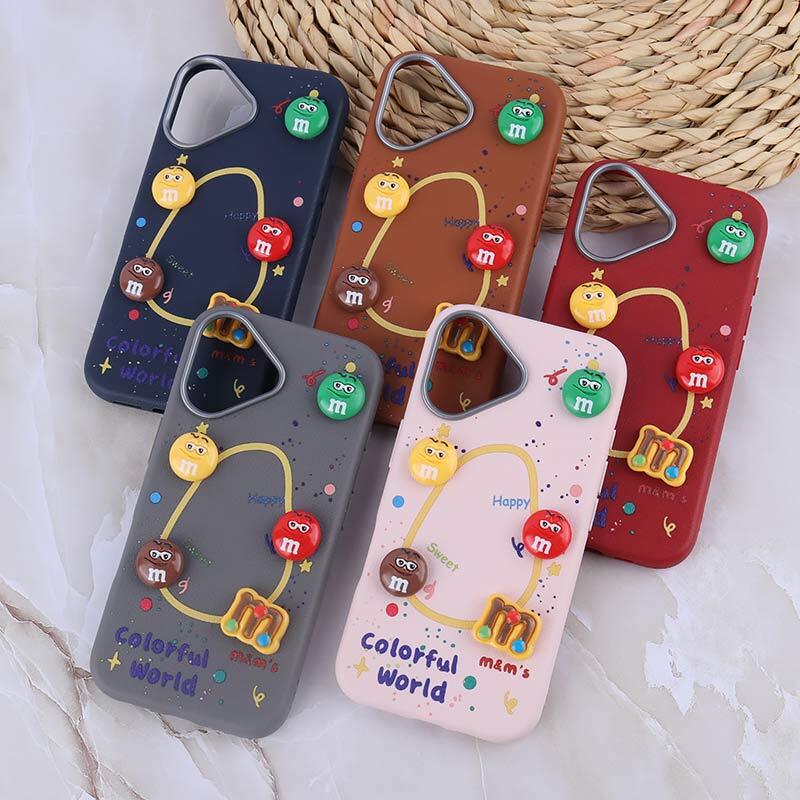 قاب چرمی ژله ای Leather طرح M&M برجسته