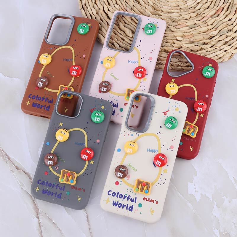 قاب چرمی ژله ای Leather طرح M&M برجسته