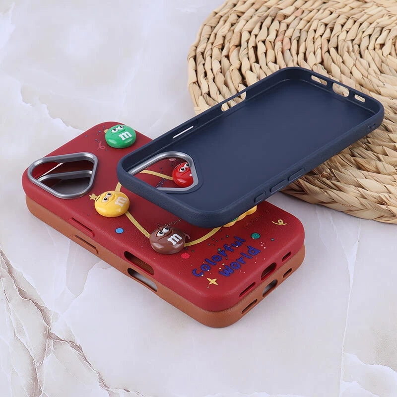 قاب چرمی ژله ای Leather طرح M&M برجسته