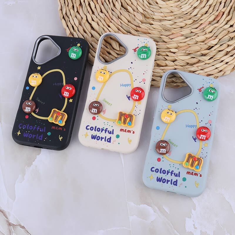 قاب چرمی ژله ای Leather طرح M&M برجسته