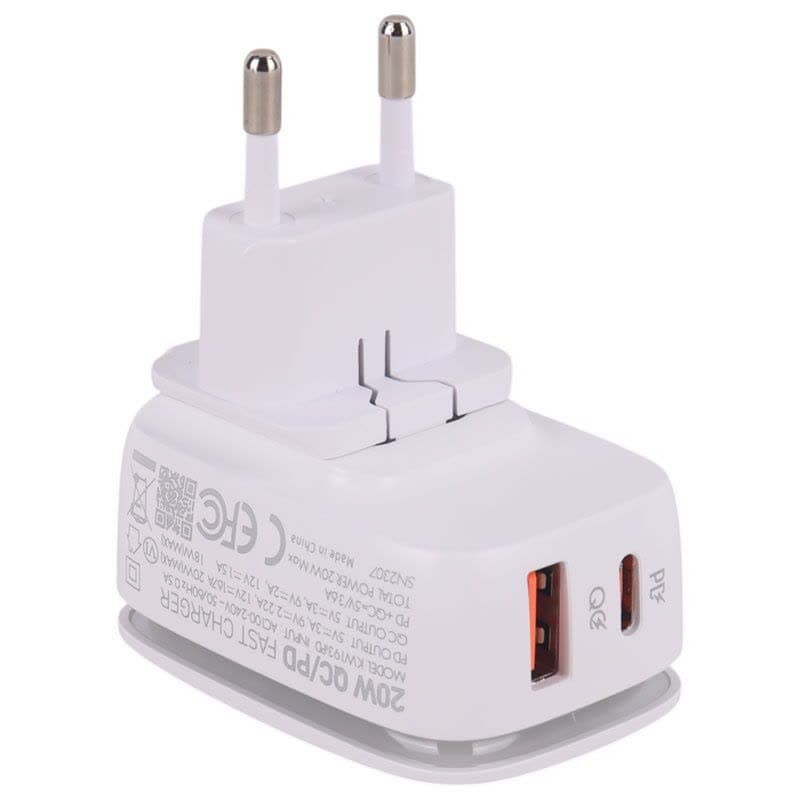 شارژر دیواری 20 وات کینگ استار KW193iPD QC3.0 PD 3A + کابل تبدیل آیفونی